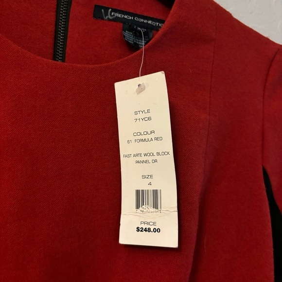 French Connection Formula Red Fast Arte Wool Block Panel Dress 4 Business Office - Picture 8 of 8